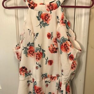 Floral high neck romper!